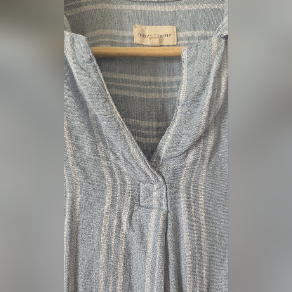 Thread & Supply Light Blue Striped Buttonless Blouse - Picture 3 of 10